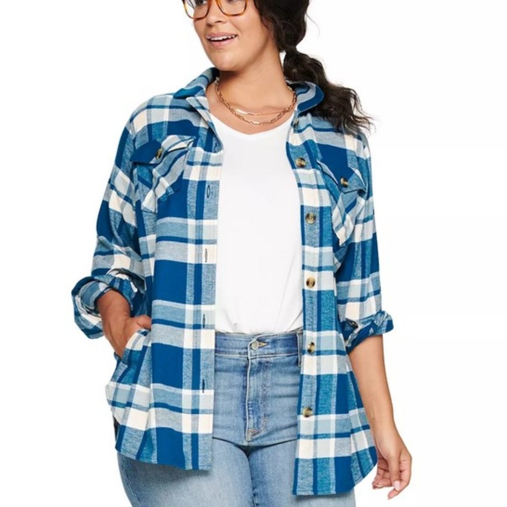 Sonoma Oversized Plaid Flannel Shirt 4X